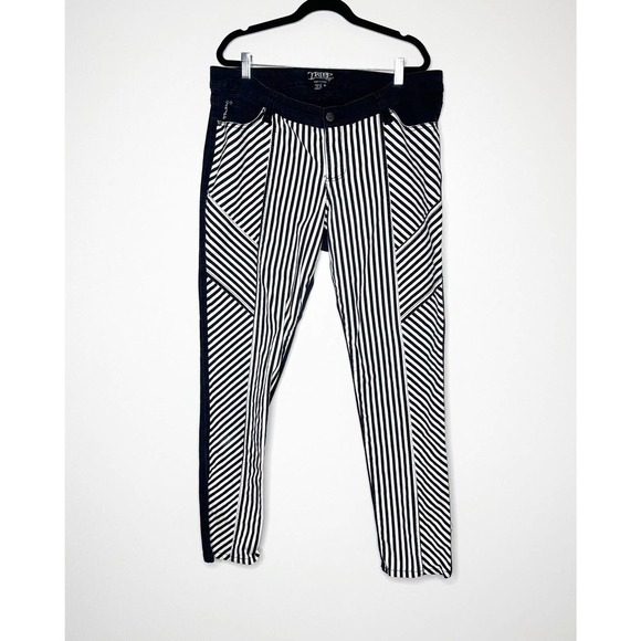 Tripp Striped Skinny Jeans Women's Rave Goth Punk Geometric Black White Size 18 - Picture 1 of 7